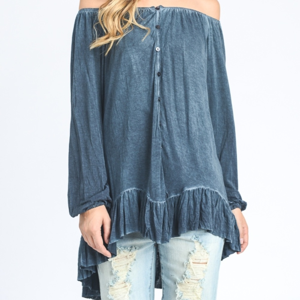 Mauve Off Shoulder Boho Top 18009 - Picture 4 of 8
